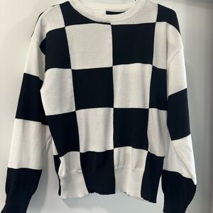 SHEIN Monochrome Checkered Crew Neck Sweater